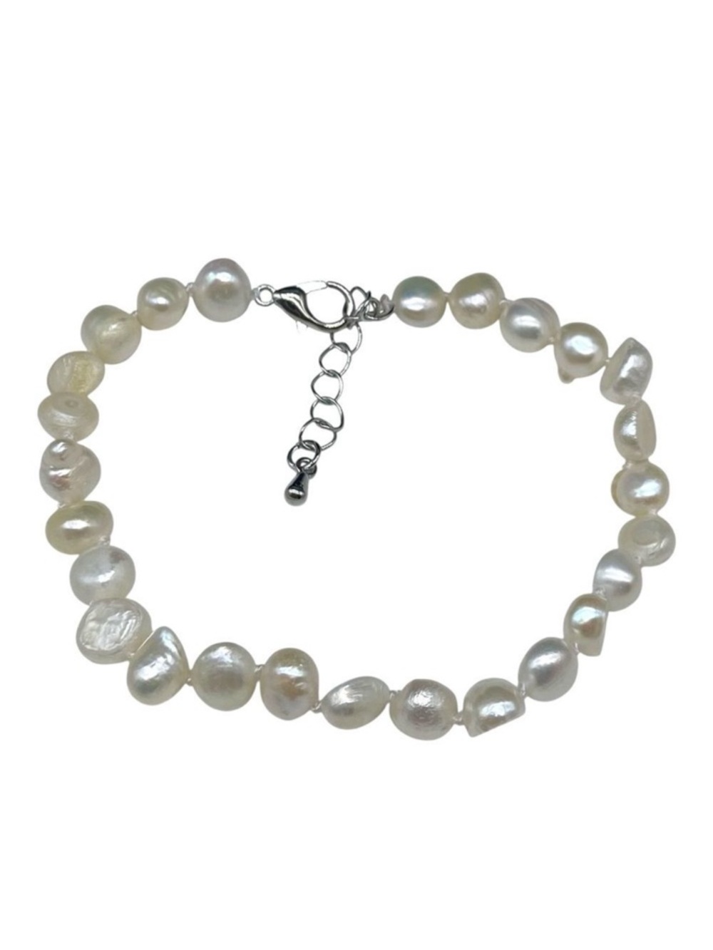 White Freshwater Genuine Pearl Beaded Bracelet Natural Pearls